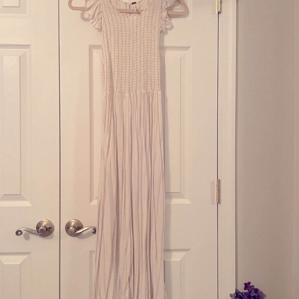 Cream with tan stripe free people maxi dress